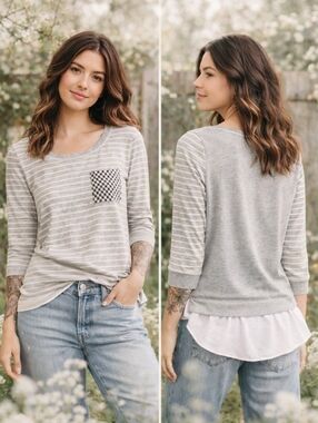 Anthropologie Little Yellow Button Antibes Layered Tee M